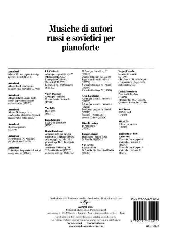 Canzoni E Danze Popolari Sovietiche - Per Pianoforte A 4 Mani - Fascicolo Ii - pro čtyřruční klavír